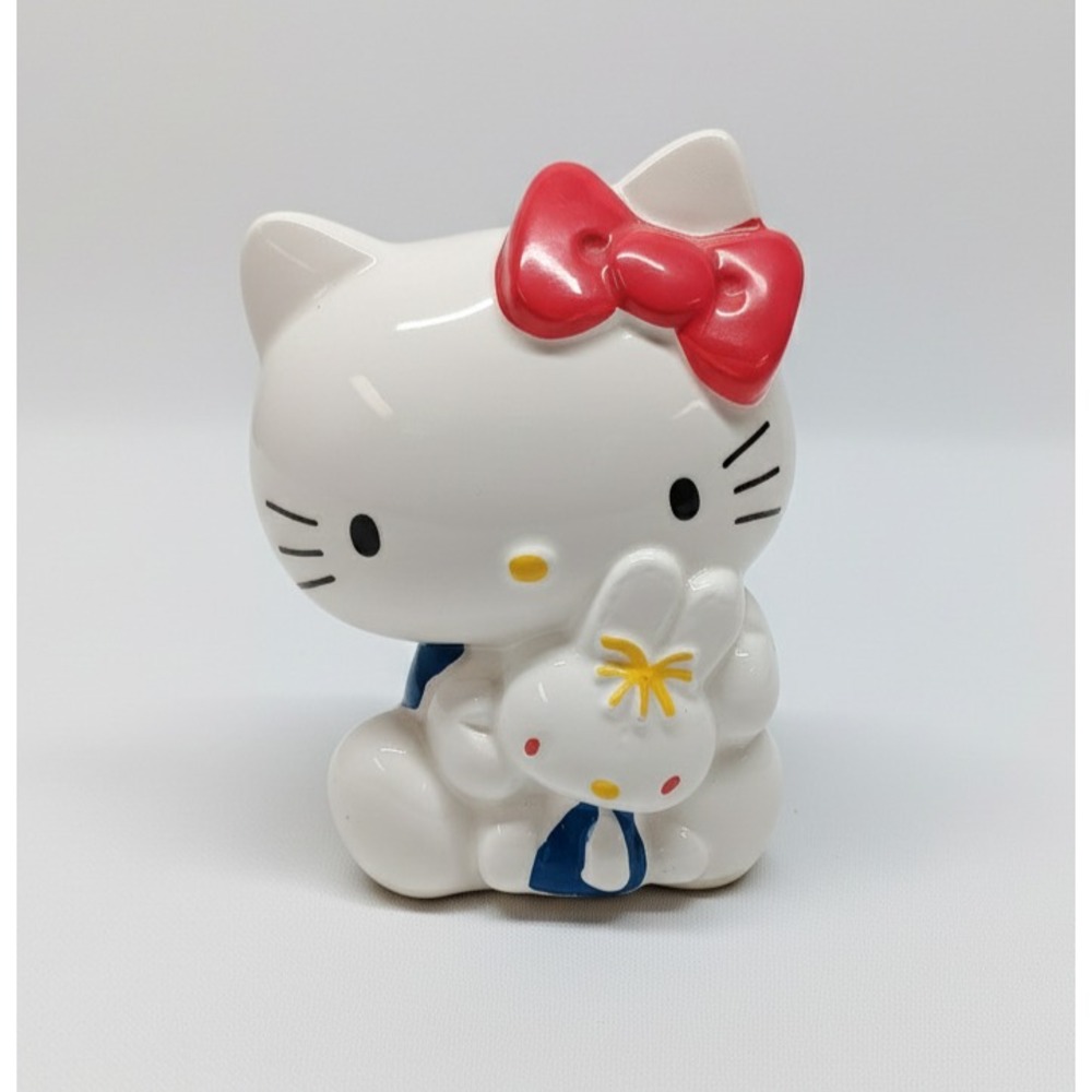 Vintage 1976 Hello Kitty Coin Bank Ceramic Red Blue Sanrio‎ Kawaii Retro